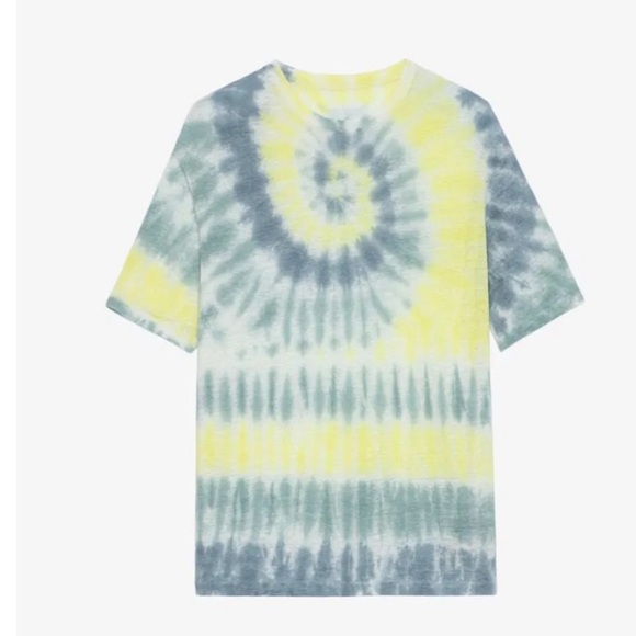ZADIG & VOLTAIRE pastel colours Suzie Oversized Linen Tie Dye T-Shirt Sz XS - Picture 3 of 13